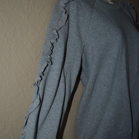 Sz S Burberry Gray Kupa Ruffle Frill Long  Sleeve Sweatshirt - Picture 5 of 7